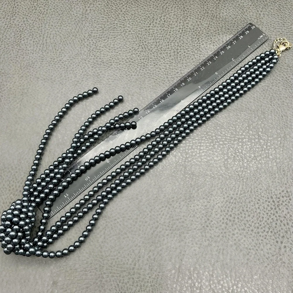 Charter Club Necklace‎ Gray Beaded Lariat Tassel 24 In Womens Statement Jewelry